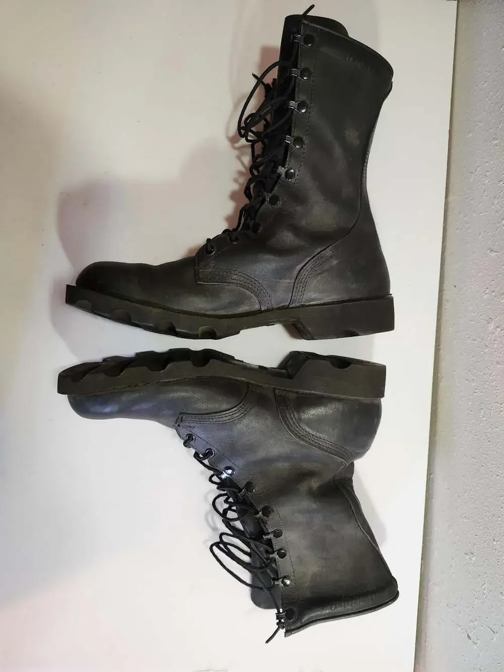 Ro-Search Black Leather Combat Boots Size 9.5 Military Vintage